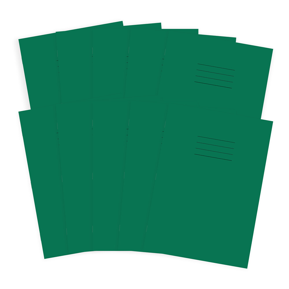 Exercise Book A4 80 Page Green 10mm Ruled and Margin Yellow