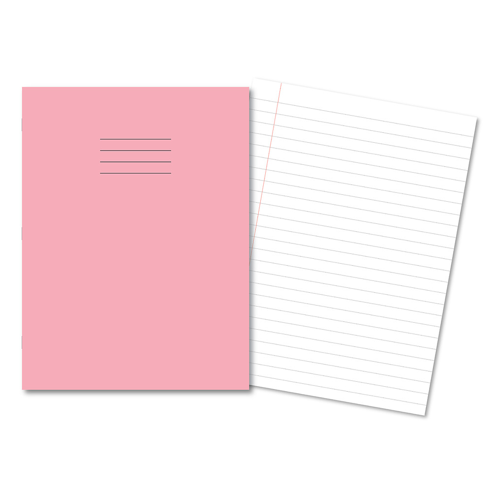 Exercise Book A4+ 80 Page 75G 12mm Ruled and Margin Pink