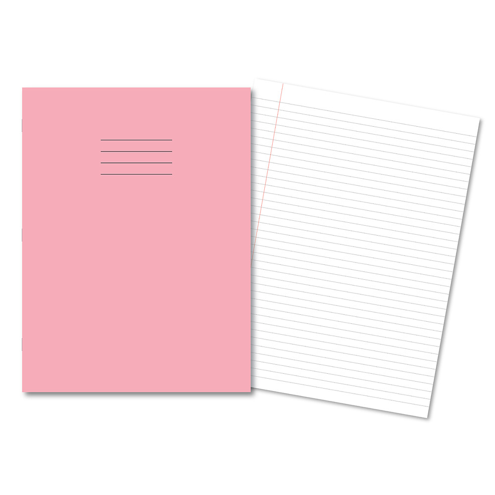 Exercise Book A4+ 80 Page 75G 8mm Ruled and Margin Pink