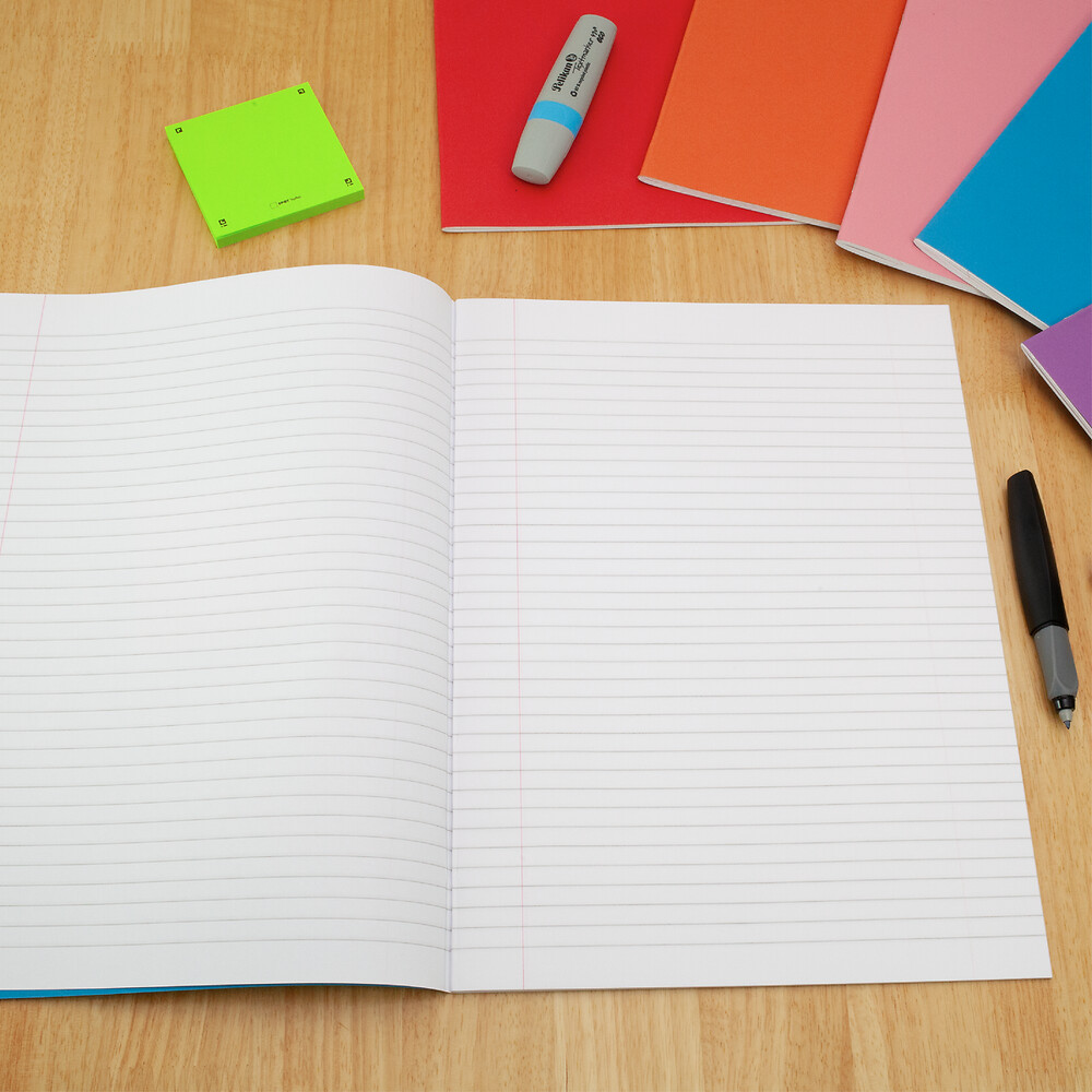 Exercise Book A4+ 80 Page 75G 8mm Ruled and Margin Light Blue
