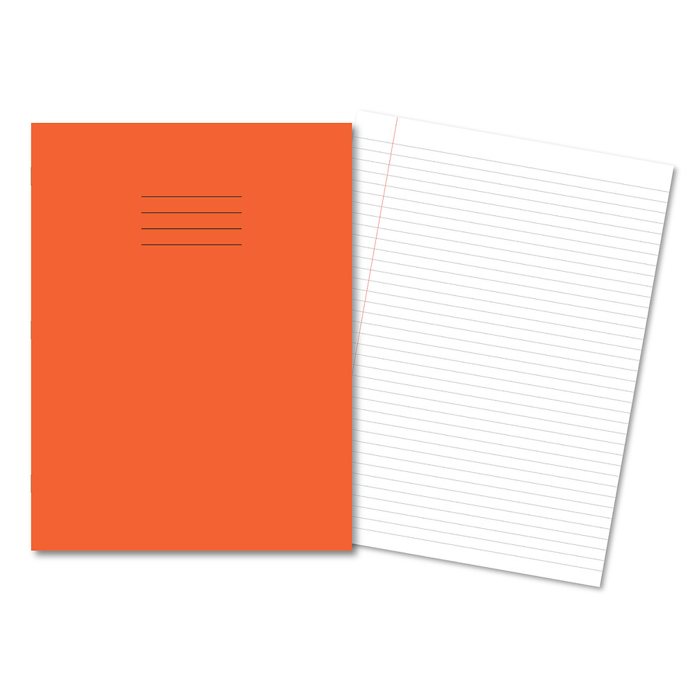 Exercise Book A4+ 80 Page 75G 8mm Ruled and Margin Orange