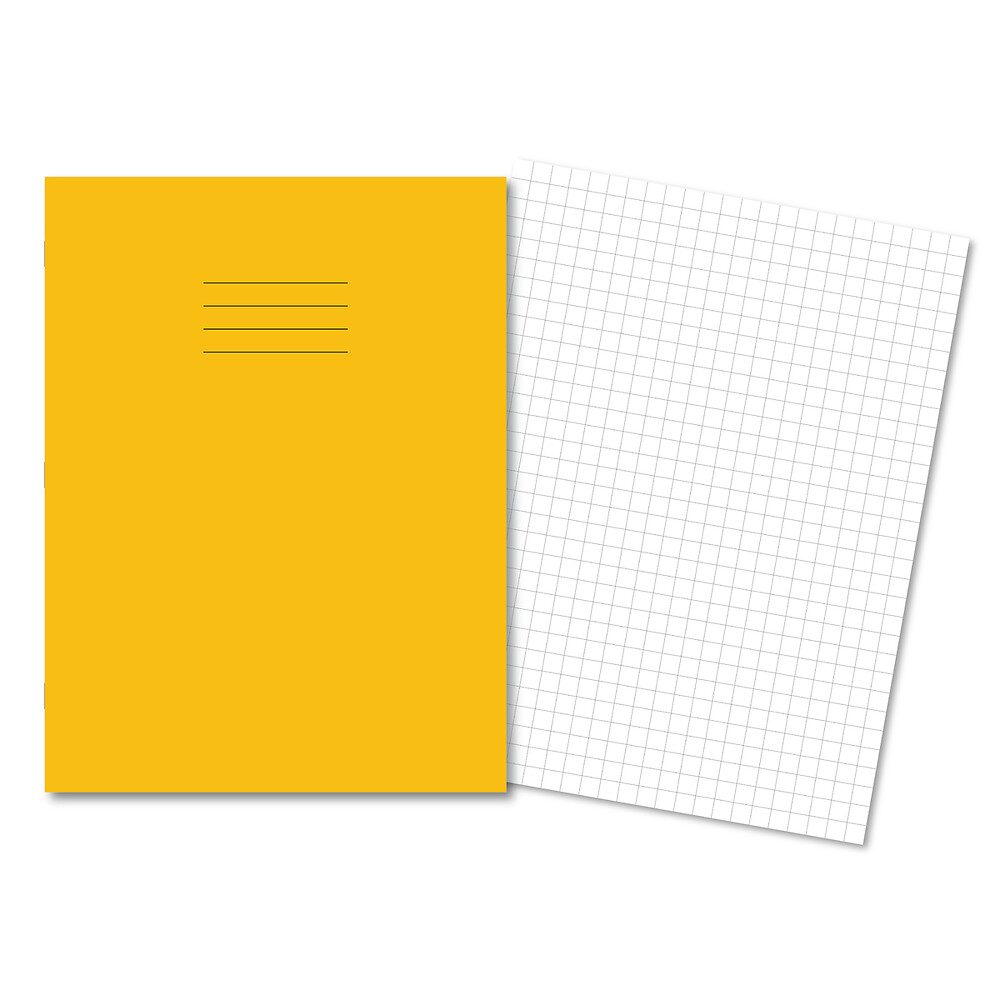 Exercise Book A4+ 48 Page 75G 10mm Squared Yellow