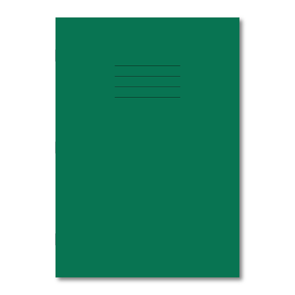 Exercise Book A4 80 Page Blue 8mm Ruled and Margin Dark Green