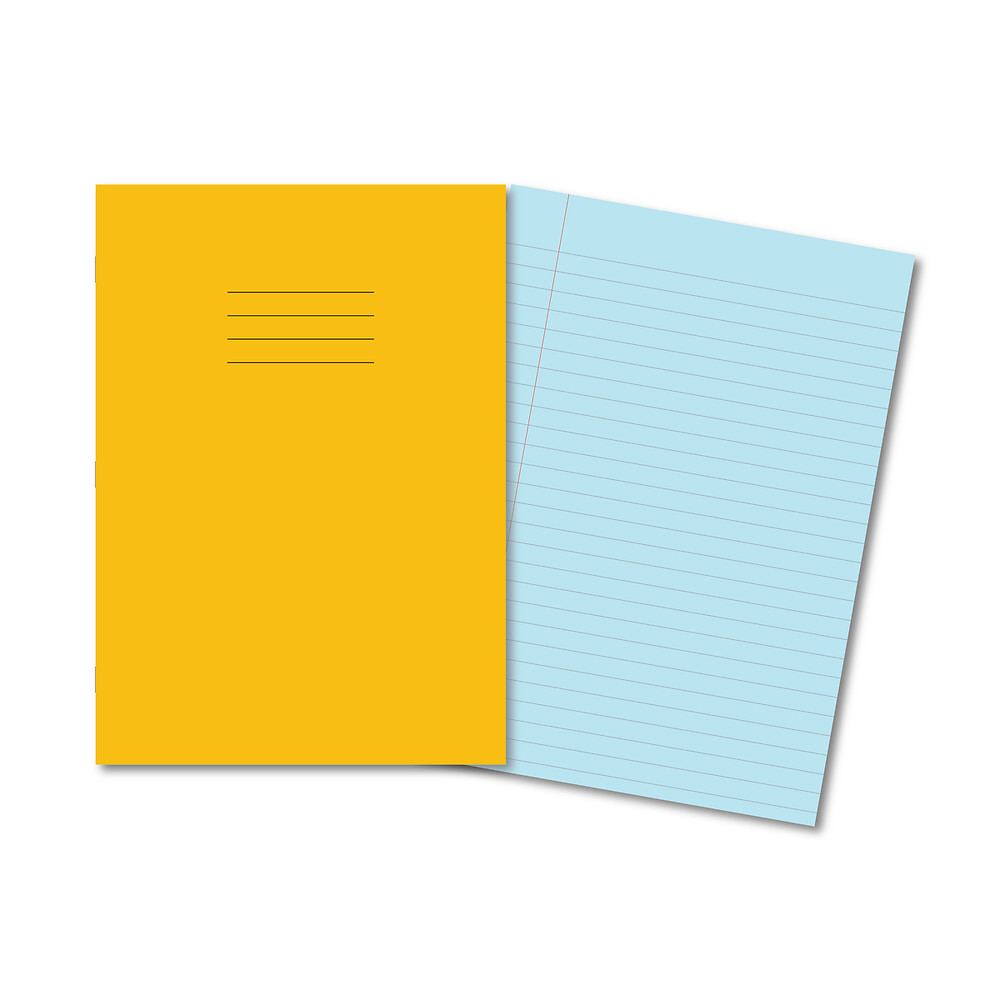 Exercise Book A4 80 Page Blue 10mm Ruled and Margin Yellow