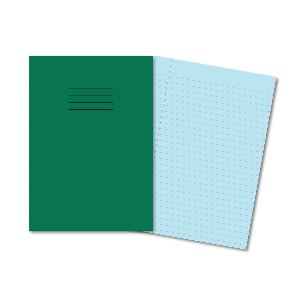 Exercise Book A4 80 Page Blue 10mm Ruled and Margin Dark Green