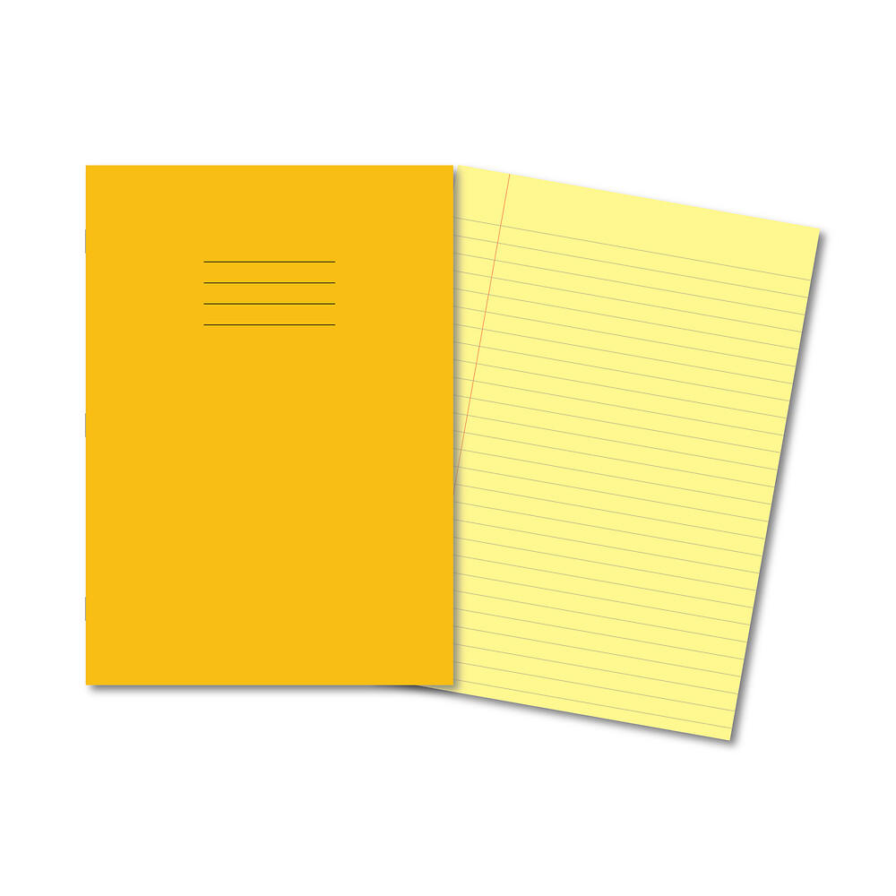 Exercise Book A4 80 Page Yellow 10mm Ruled and Margin Yellow