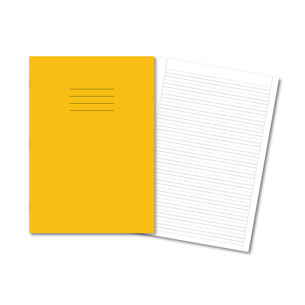 Handwriting Book 6mm Spacing With Dotted Lines A4 80 Page Yellow