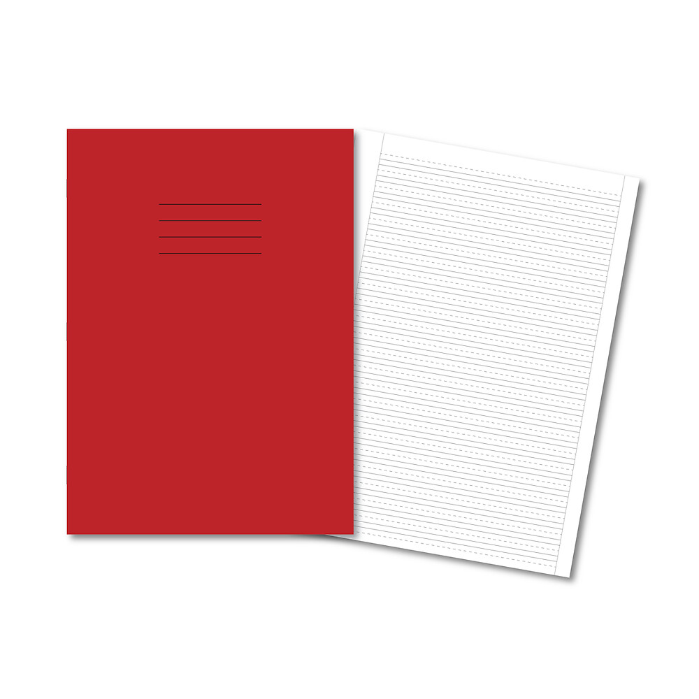 Handwriting Book 4mm Spacing With Dotted Lines A4 80 Page Red