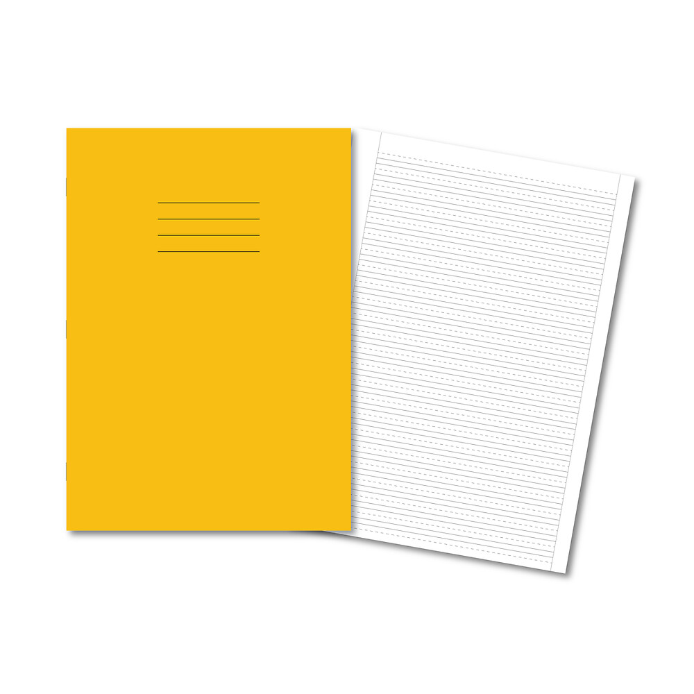 Handwriting Book 4mm Spacing With Dotted Lines A4 80 Page Yellow